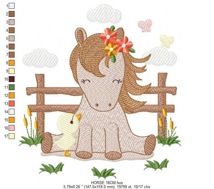 Horse embroidery design - Ranch Pony embroidery designs machine embroidery pattern - Baby girl embroidery file - instant download mare pes Marcia Embroidery