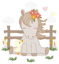 Load image into Gallery viewer, Horse embroidery design - Ranch Pony embroidery designs machine embroidery pattern - Baby girl embroidery file - instant download mare pes
