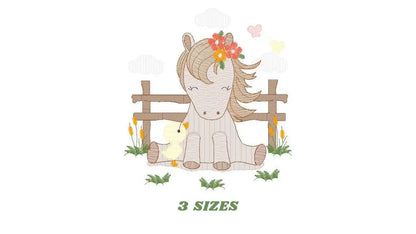 Horse embroidery design - Ranch Pony embroidery designs machine embroidery pattern - Baby girl embroidery file - instant download mare pes Marcia Embroidery