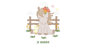 Horse embroidery design - Ranch Pony embroidery designs machine embroidery pattern - Baby girl embroidery file - instant download mare pes