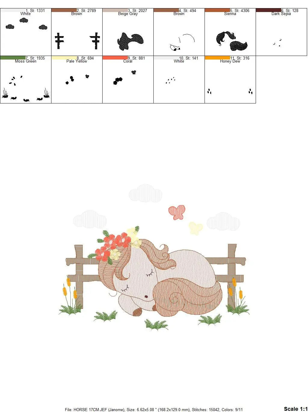 Delicate Sleeping horse embroidery design - Baby Girl embroidery designs machine embroidery pattern - Ranch Animals embroidery download Marcia Embroidery