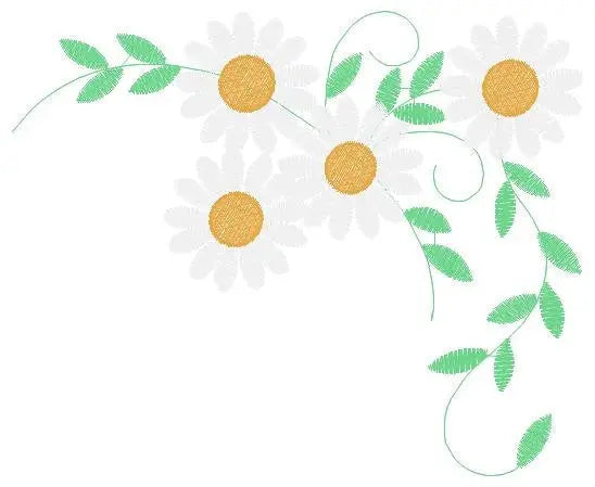 Daisies garden embroidery designs - Spring flowers embroidery design machine embroidery pattern - Tea towel embroidery file - kitchen apron Marcia Embroidery
