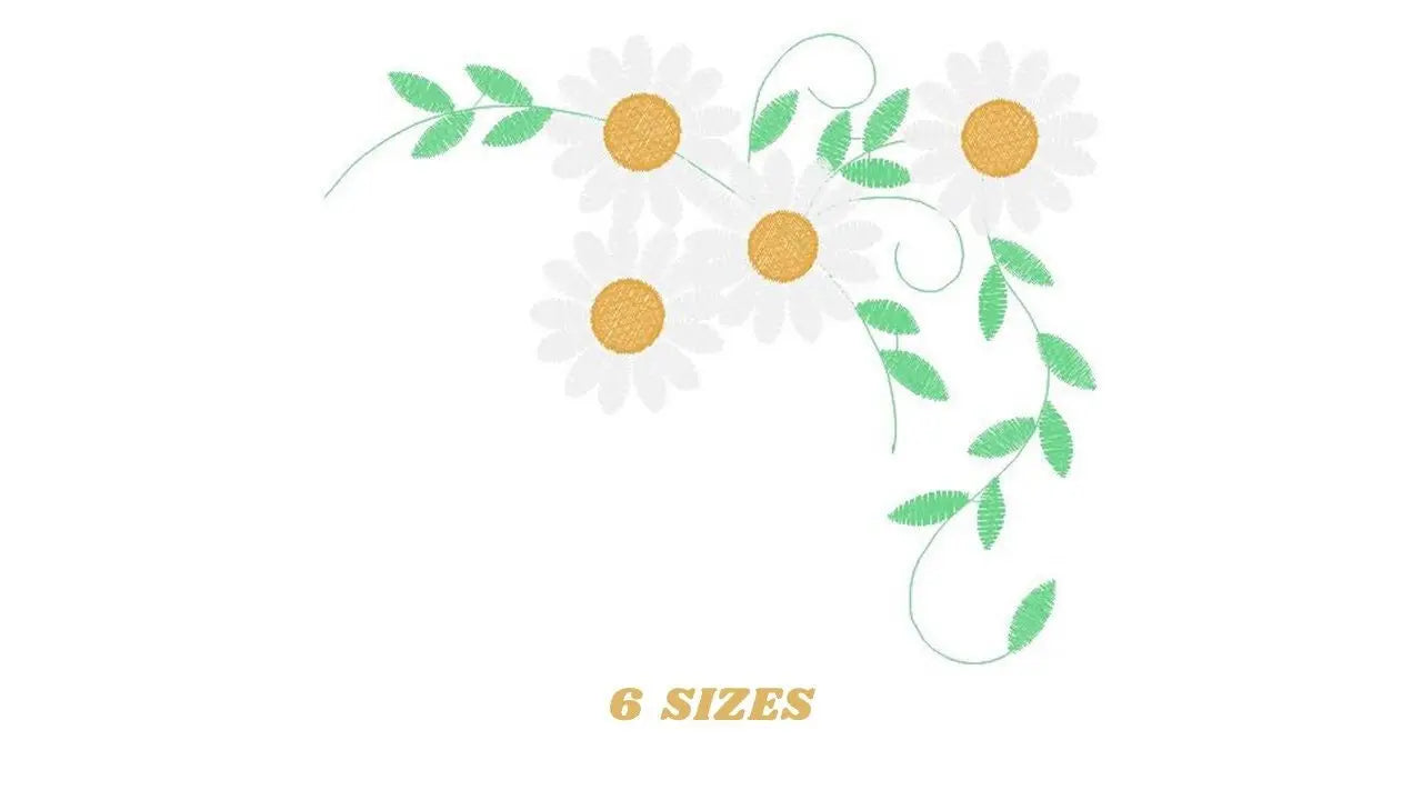 Daisies garden embroidery designs - Spring flowers embroidery design machine embroidery pattern - Tea towel embroidery file - kitchen apron Marcia Embroidery