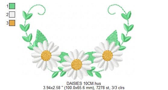 Daisies garden embroidery designs - Daisy embroidery design machine embroidery pattern - Tea towel embroidery file - kitchen apron download