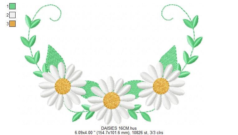 Daisies garden embroidery designs - Daisy embroidery design machine embroidery pattern - Tea towel embroidery file - kitchen apron download
