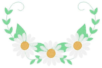 Daisies garden embroidery designs - Daisy embroidery design machine embroidery pattern - Tea towel embroidery file - kitchen apron download