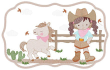 Charger l&#39;image dans la galerie, Cowgirl embroidery designs - Baby girl embroidery design machine embroidery pattern - Wrangler embroidery file - Cowgirl Frame embroidery
