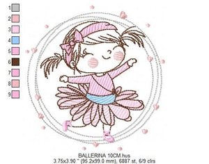 Ballerina embroidery designs - Ballet embroidery design machine embroidery pattern - instant download - Baby girl embroidery digital file