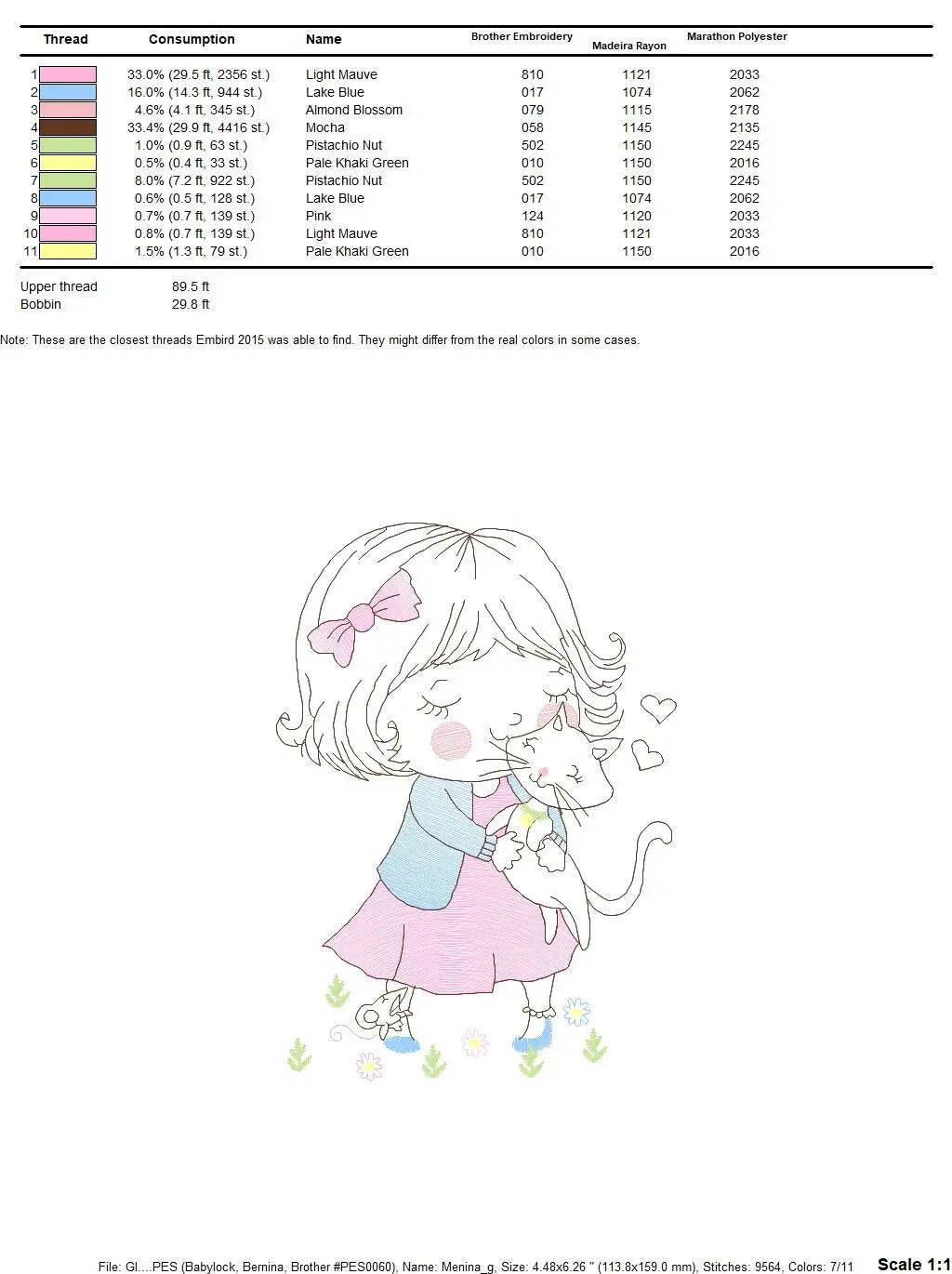 Girl with cat embroidery design - Baby girl embroidery design machine embroidery pattern - kid embroidery file - instant download digital Marcia Embroidery