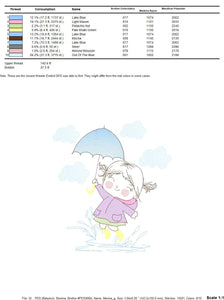 Baby girl embroidery design - Girl with umbrella embroidery designs machine embroidery pattern - girl playing rain embroidery file download