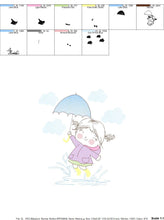 Load image into Gallery viewer, Baby girl embroidery design - Girl with umbrella embroidery designs machine embroidery pattern - girl playing rain embroidery file download
