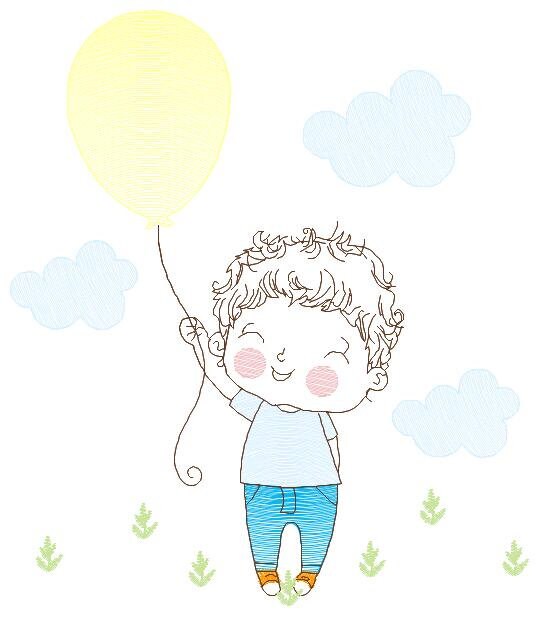 Balloon embroidery designs - Boy with balloons embroidery design machine embroidery pattern - Baby boy embroidery file filled design pes jef - Marcia Embroidery
