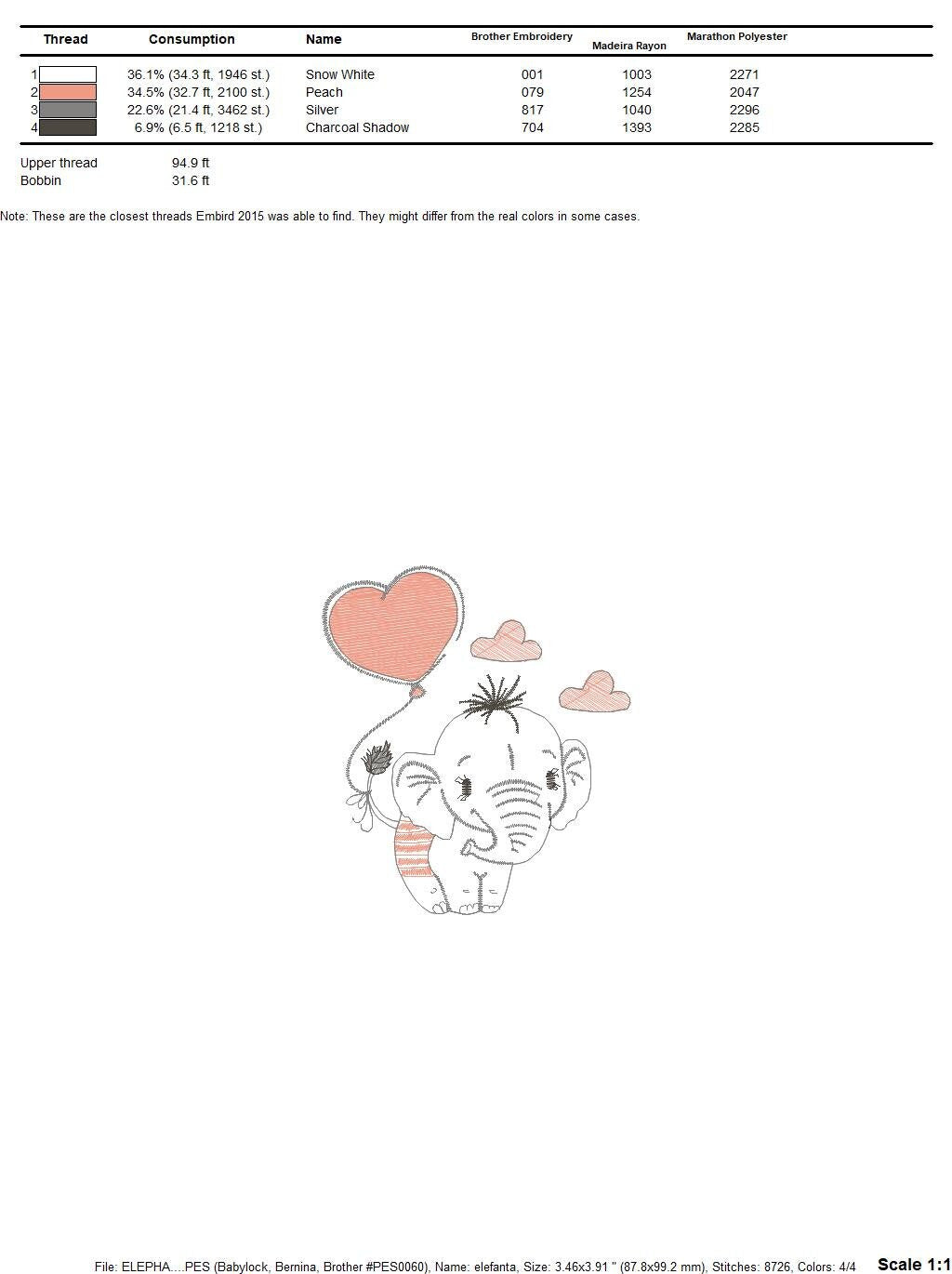 Elephant embroidery designs - Birthday balloon embroidery design machine embroidery pattern - Girl embroidery file - Elephant with balloon Marcia Embroidery