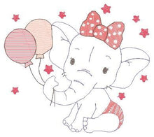 Carica l&#39;immagine nel visualizzatore di Gallery, Baby Elephant embroidery designs - Party Balloon embroidery design machine embroidery pattern - Girl embroidery file - Elephant with balloon
