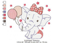 Cargar imagen en el visor de la galería, Baby Elephant embroidery designs - Party Balloon embroidery design machine embroidery pattern - Girl embroidery file - Elephant with balloon
