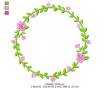 Cargar imagen en el visor de la galería, Monogram Frame embroidery designs - Flower laurel embroidery design machine embroidery pattern - Floral wreath embroidery file - download
