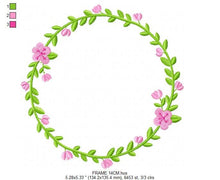 Cargar imagen en el visor de la galería, Monogram Frame embroidery designs - Flower laurel embroidery design machine embroidery pattern - Floral wreath embroidery file - download
