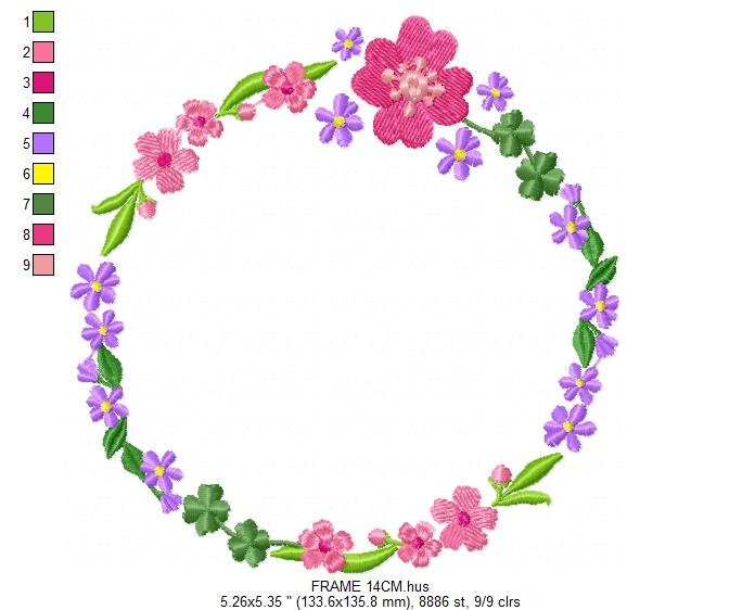 Floral Monogram Frame embroidery designs - Flower embroidery design machine embroidery pattern - Flowers Laurel embroidery file download - Marcia Embroidery