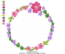 Load image into Gallery viewer, Floral Monogram Frame embroidery designs - Flower embroidery design machine embroidery pattern - Flowers Laurel embroidery file download
