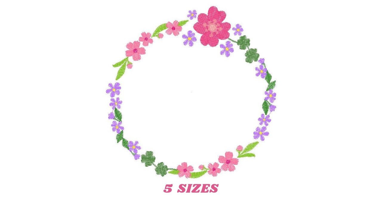 Floral Monogram Frame embroidery designs - Flower embroidery design machine embroidery pattern - Flowers Laurel embroidery file download - Marcia Embroidery