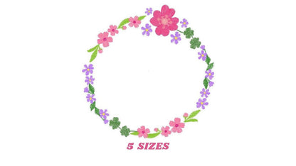 Floral Monogram Frame embroidery designs - Flower embroidery design machine embroidery pattern - Flowers Laurel embroidery file download - Marcia Embroidery