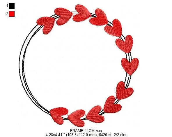 Hearts Monogram Frame embroidery designs - Heart love embroidery design machine embroidery pattern - Valentines embroidery file Marcia Embroidery