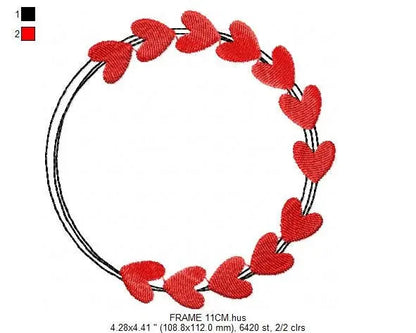 Hearts Monogram Frame embroidery designs - Heart love embroidery design machine embroidery pattern - Valentines embroidery file Marcia Embroidery