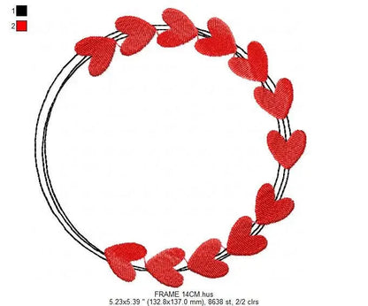Hearts Monogram Frame embroidery designs - Heart love embroidery design machine embroidery pattern - Valentines embroidery file Marcia Embroidery