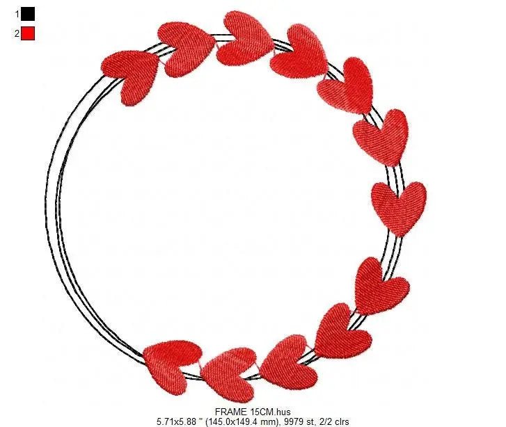 Hearts Monogram Frame embroidery designs - Heart love embroidery design machine embroidery pattern - Valentines embroidery file Marcia Embroidery