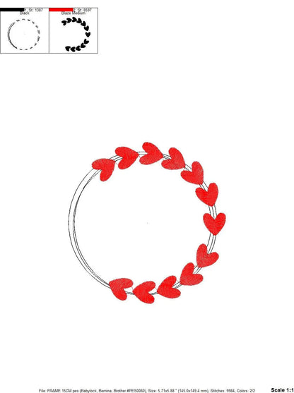 Hearts Monogram Frame embroidery designs - Heart love embroidery design machine embroidery pattern - Valentines embroidery file Marcia Embroidery