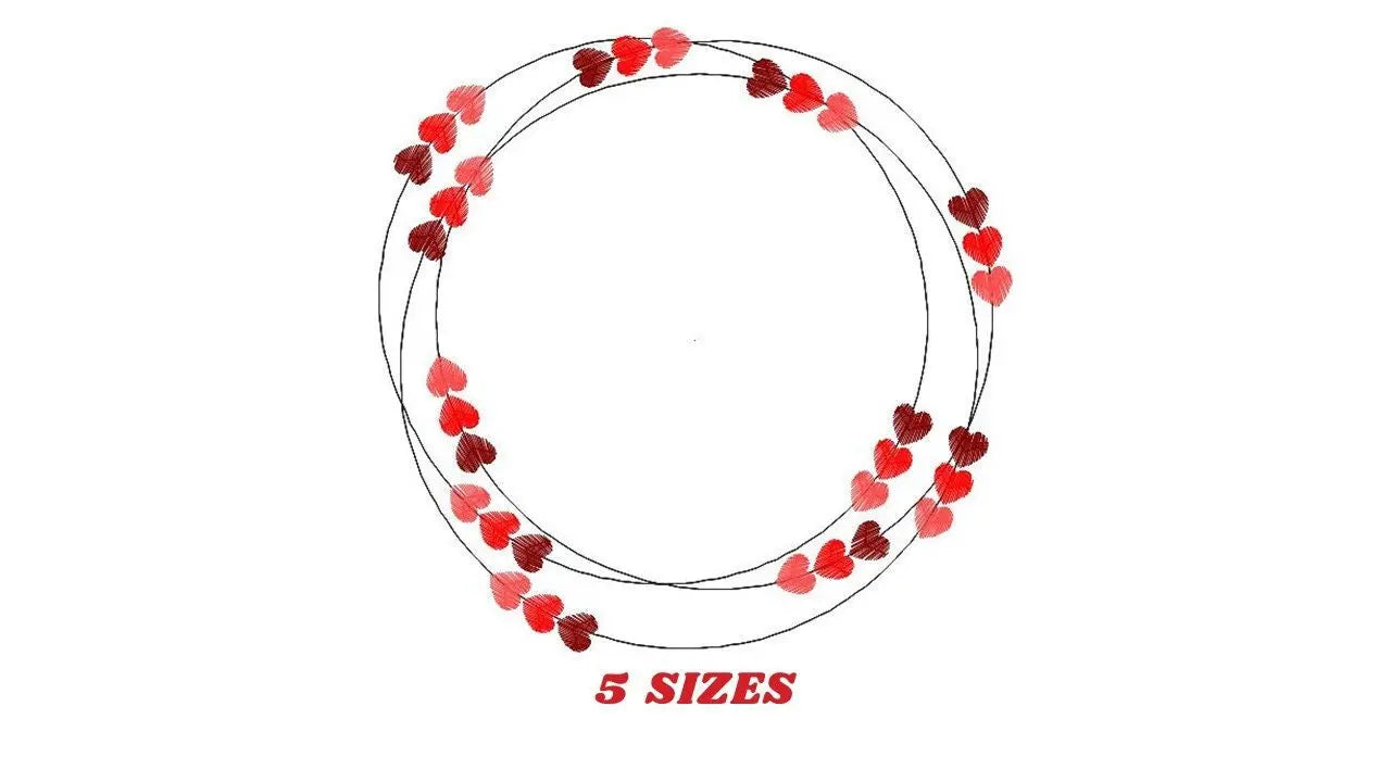 Wedding Monogram Frame embroidery designs - Hearts embroidery design machine embroidery pattern - Valentines embroidery file download pes Marcia Embroidery