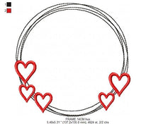 Load image into Gallery viewer, Heart Monogram Frame embroidery designs - Hearts embroidery design machine embroidery pattern - Wedding embroidery file baby girl embroidery
