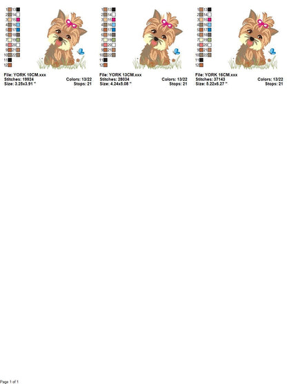Yorkshire embroidery designs - Dog embroidery design machine embroidery pattern - Puppy embroidery file - Pet embroidery instant download
