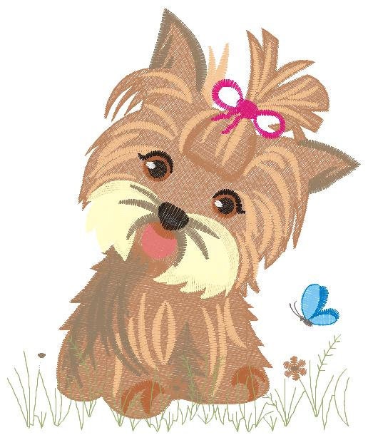 Yorkshire embroidery designs - Dog embroidery design machine embroidery pattern - Puppy embroidery file - Pet embroidery instant download