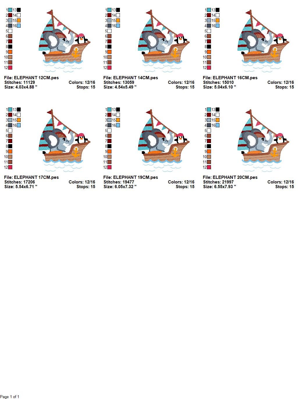 Elephant embroidery designs - Pirate embroidery design machine embroidery pattern - Penguin embroidery file - instant digital download Marcia Embroidery