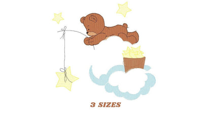 Bear embroidery designs - Cloud and stars embroidery design machine embroidery pattern - Baby boy embroidery file instant download pes jef Marcia Embroidery