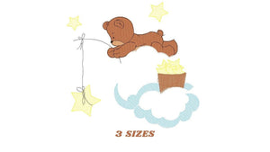 Bear embroidery designs - Cloud and stars embroidery design machine embroidery pattern - Baby boy embroidery file instant download pes jef