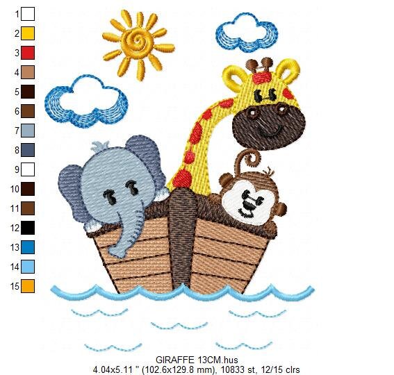 Safari embroidery designs - Animals embroidery design machine embroidery pattern - Giraffe embroidery file - monkey embroidery elephant pes