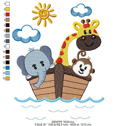 Safari embroidery designs - Animals embroidery design machine embroidery pattern - Giraffe embroidery file - monkey embroidery elephant pes