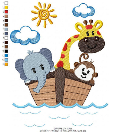 Safari embroidery designs - Animals embroidery design machine embroidery pattern - Giraffe embroidery file - monkey embroidery elephant pes