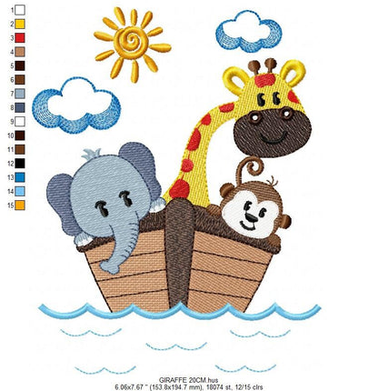 Safari embroidery designs - Animals embroidery design machine embroidery pattern - Giraffe embroidery file - monkey embroidery elephant pes