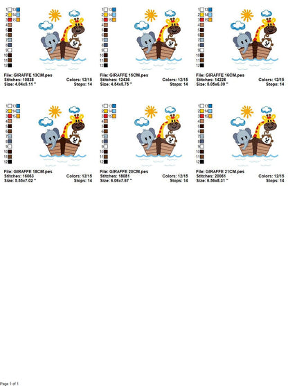 Safari embroidery designs - Animals embroidery design machine embroidery pattern - Giraffe embroidery file - monkey embroidery elephant pes