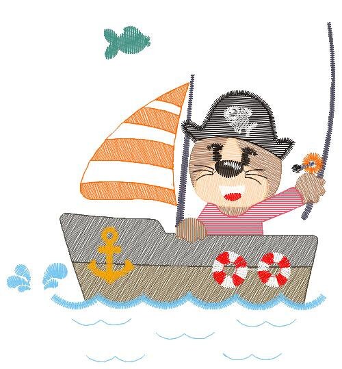 Cat embroidery designs - Pirate embroidery design machine embroidery pattern - Animal embroidery design - Baby boy embroidery digital file Marcia Embroidery