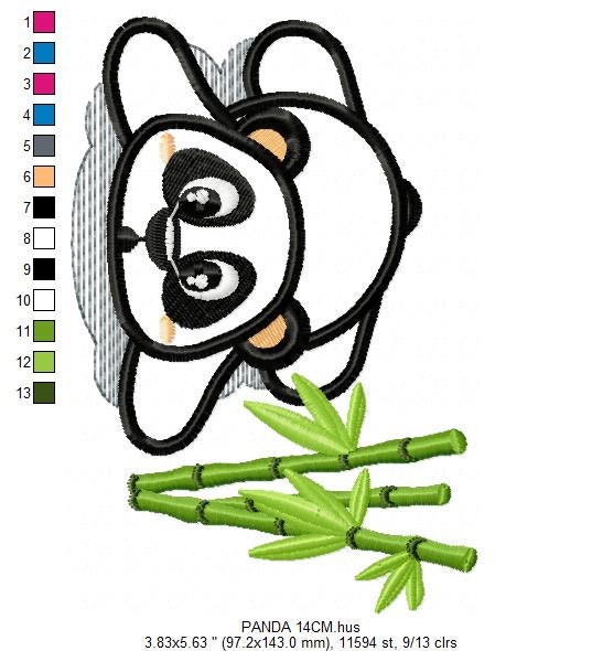 Panda embroidery design - Animal embroidery designs machine embroidery pattern - Baby boy embroidery file - Panda with bamboo download pes