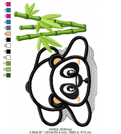 Panda embroidery design - Animal embroidery designs machine embroidery pattern - Baby boy embroidery file - Panda with bamboo download pes