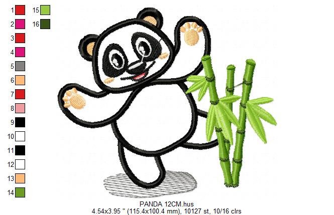 Panda embroidery design - Animal embroidery designs machine embroidery pattern - Baby boy embroidery file - Panda with bamboo applique pes