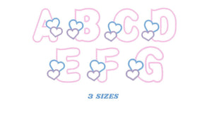 Alphabet embroidery designs set - Letters Applique Design - Monogram embroidery machine embroidery file - Hearts Alphabet applique design