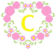 Cargar imagen en el visor de la galería, Alphabet embroidery designs set - Letters with heart frame embroidery design - Monogram embroidery machine embroidery file - Flowers roses
