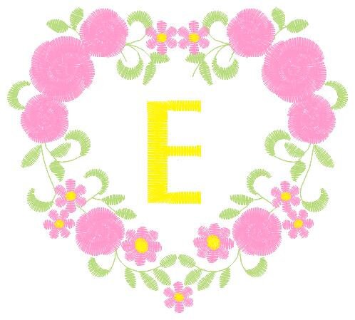 Alphabet embroidery designs set - Letters with heart frame embroidery design - Monogram embroidery machine embroidery file - Flowers roses