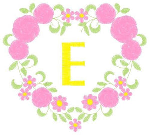 Alphabet embroidery designs set - Letters with heart frame embroidery design - Monogram embroidery machine embroidery file - Flowers roses